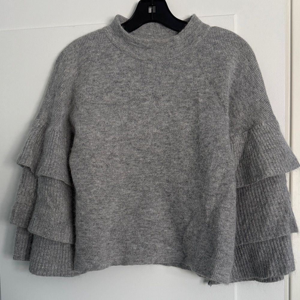 Endless Rose Heather Gray Ruffled Sweater